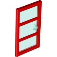 3 Bölmeli Kapı 1x4x6 yuvarlak Kulplu Mavi Cam - Kırmızı