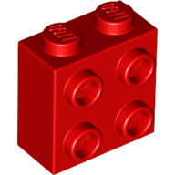 Yapı Taşı +4 Yan Çıkıntı Dönüştürücü 1x2x1 - Kırmızı