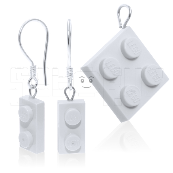 925-Gümüş Takı LEGO Plaka 3lü Set 1x2/2x2 - Beyaz